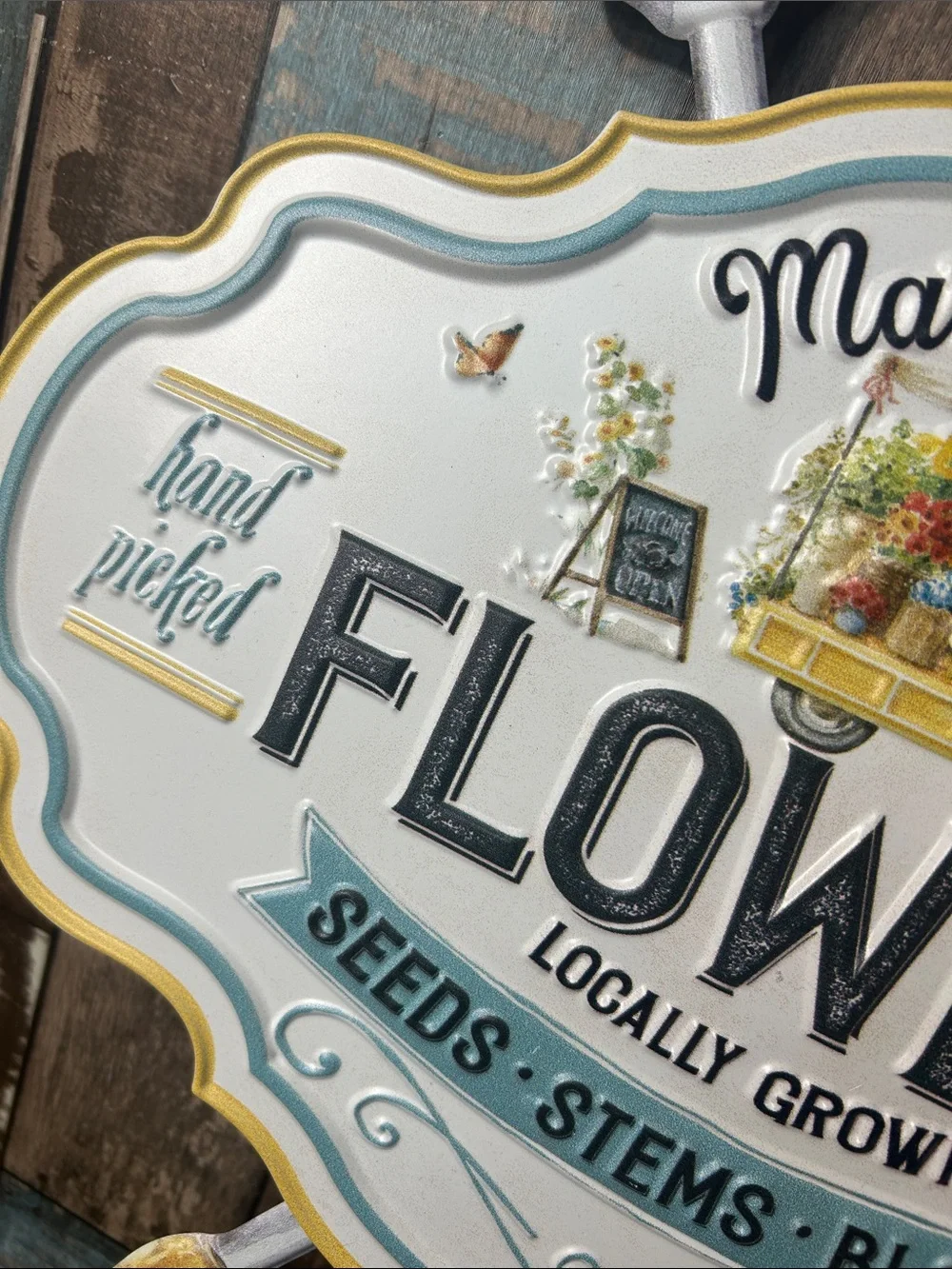 Market Fresh Flowers metal Wall Sign hippie bus